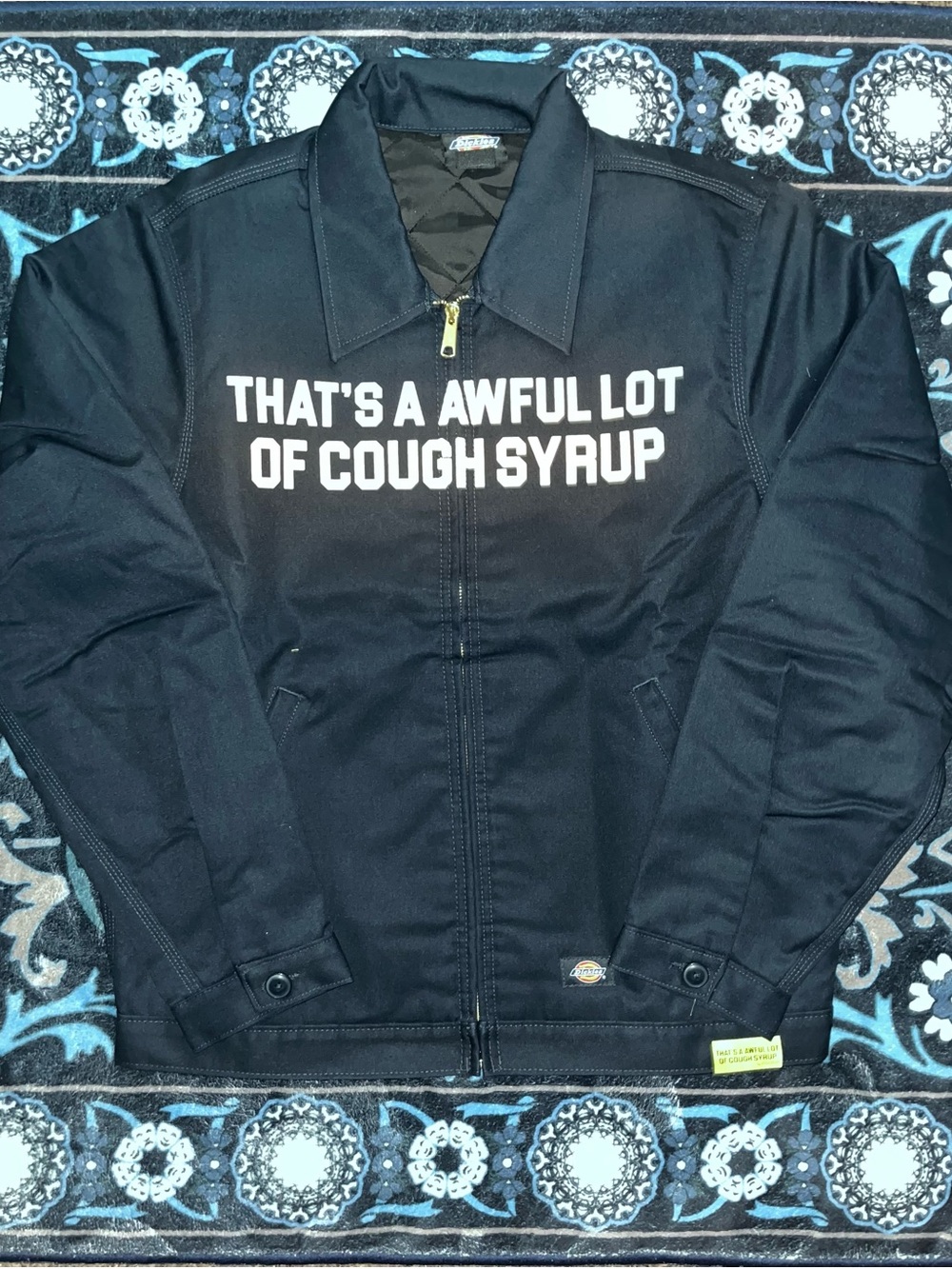 Dickies Black Zip-Up Bomber Jacket with White Chest Slogan